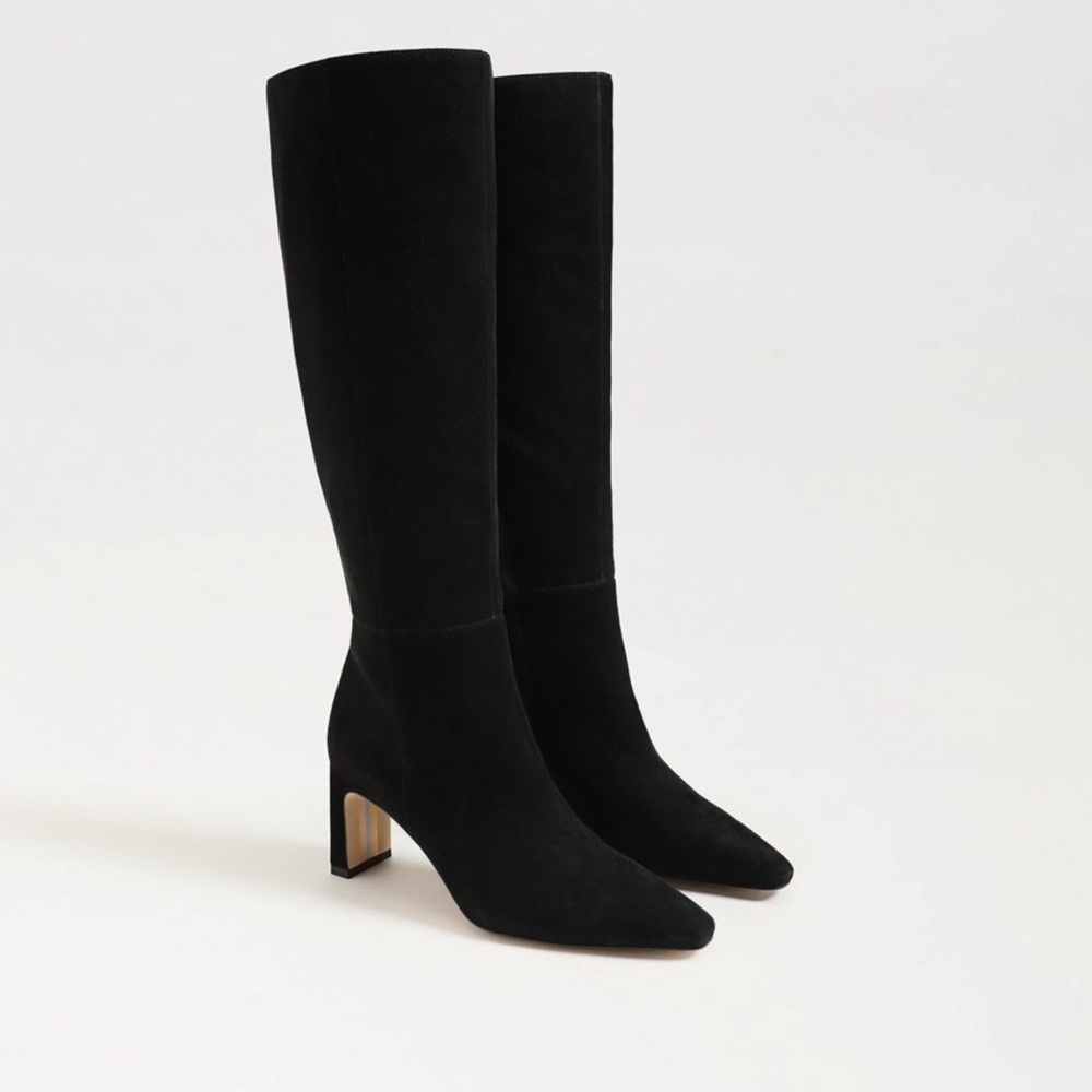 Sam Edelman Sylvia Black Suede Heeled Boots Women's Shoe Size 9.5